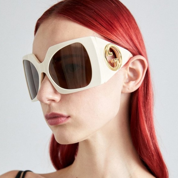 NEW GUCCI GG1255S 002 NUDE OVERSIZED SUNGLASSES - Picture 5 of 8